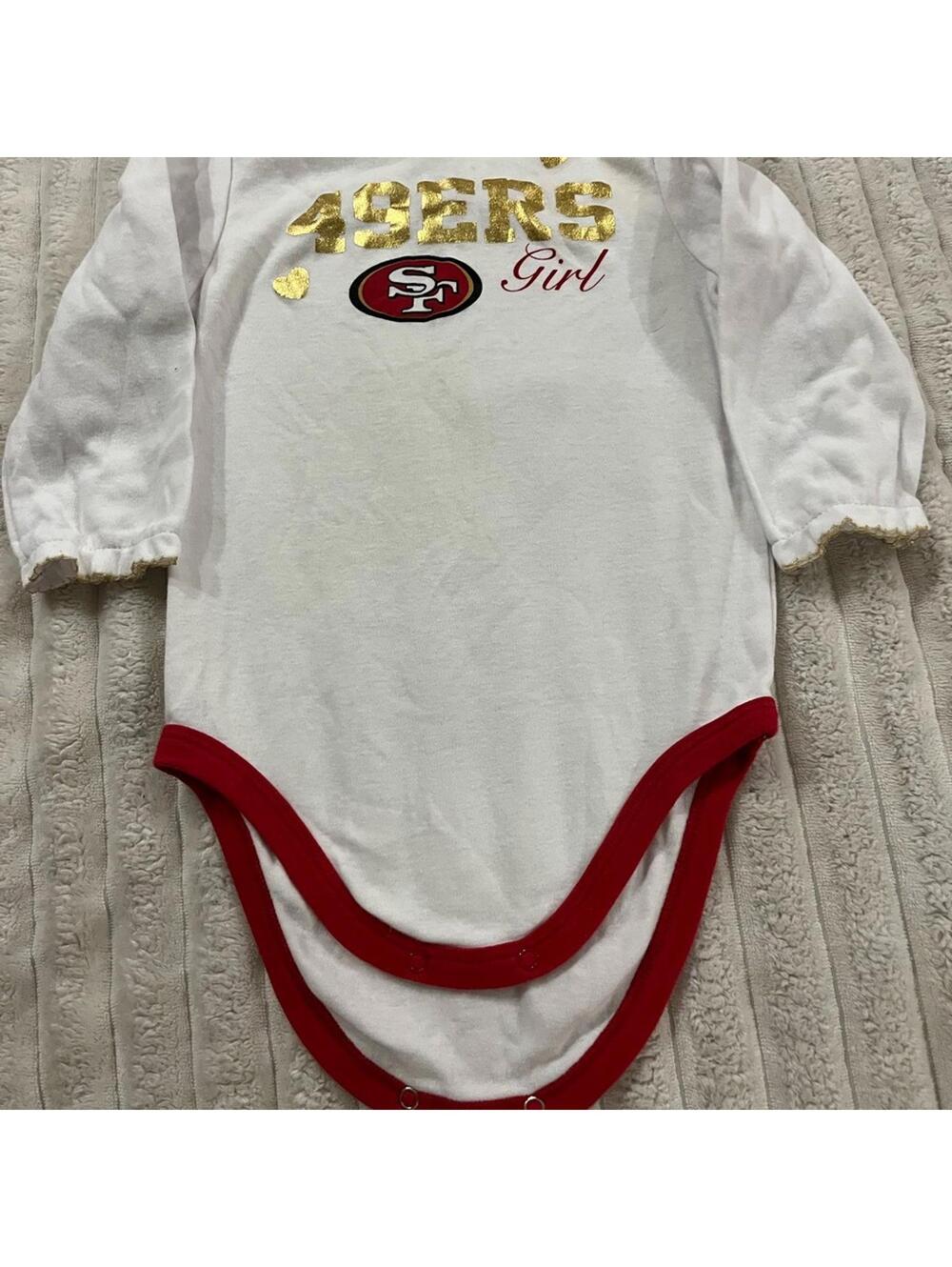NFL 49ers Girl White and Gold Bodysuit Girls Size 18 Mon